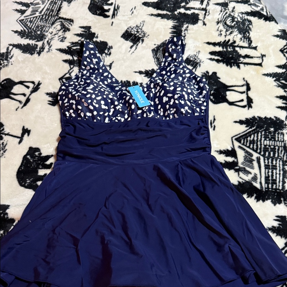 Younique Navy and White Patterned Swimwear